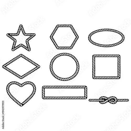 Circular rope border frame icon for nautical or vintage design