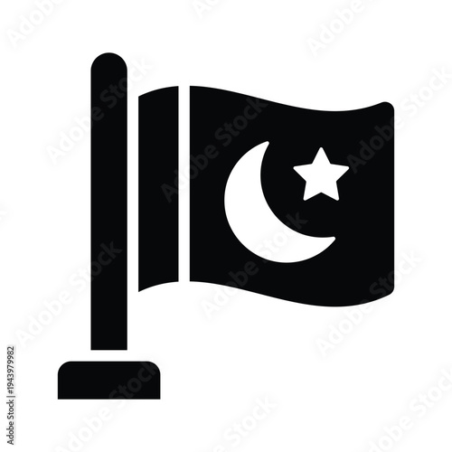 A trendy glyph icon representing islamic flag for festival