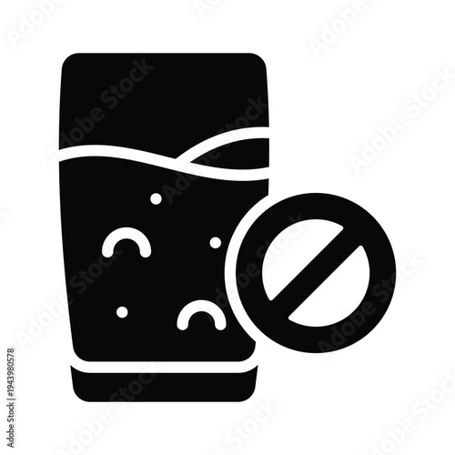 A modern glyph icon showing no drink fasting rule