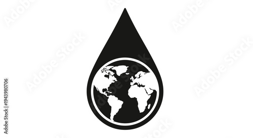Black and white earth in drop.