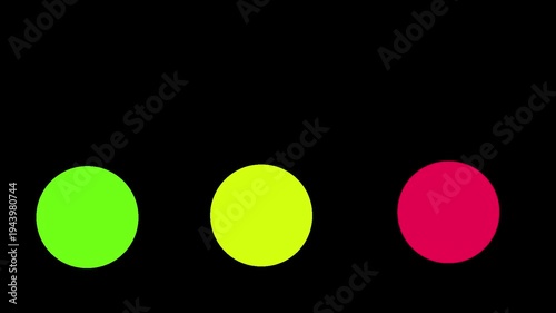 Motion Graphics Element with Green, Yellow, and Pink Circles