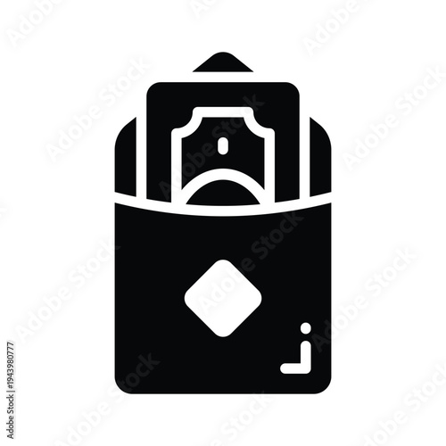 A modern glyph icon representing eidi envelope gift for eid