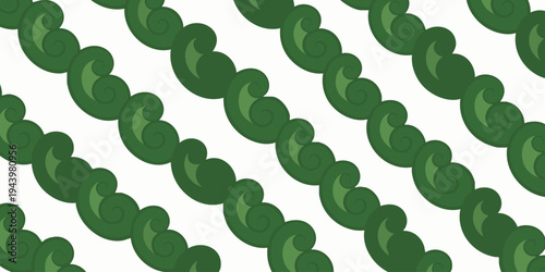 A collection of green coins arranged diagonally on a white background