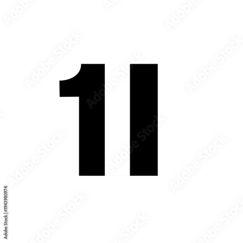 Bold Black Number 11 on a Clean White Background