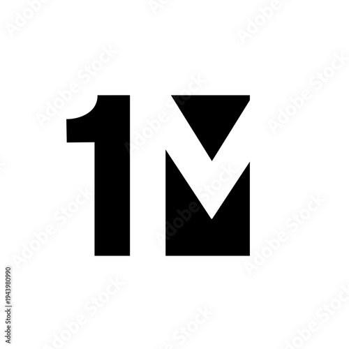 1M Logo Design - Stylized One Million or Monogram Symbol in Black and White