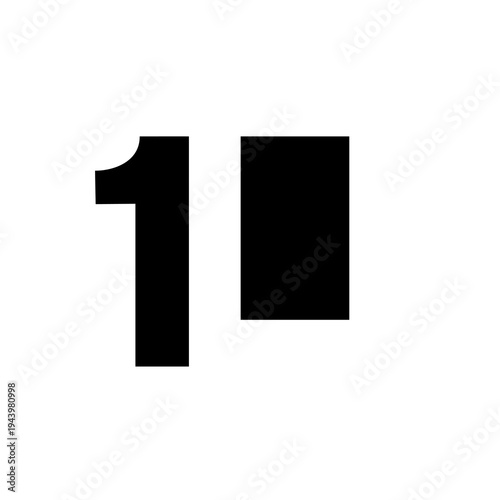 Black Stylized Number 10 on White Background