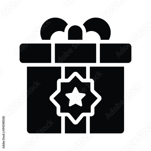 A premium glyph icon showing eid gift box for celebration