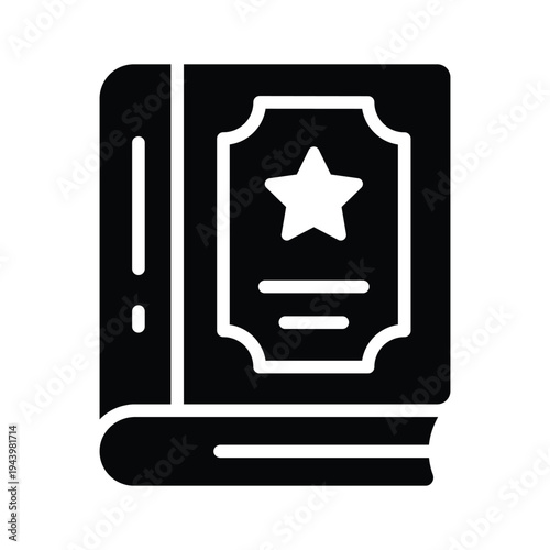 A modern glyph icon representing quran sacred book for recitation