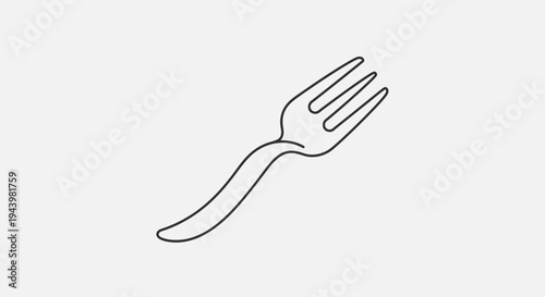 Minimalist Continuous One Line Drawing of a Fork Utensil. Simple Outline Art for Restaurant and Kitchen Design.