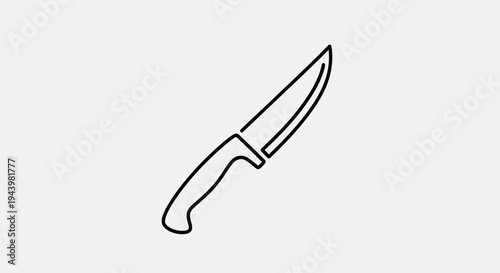 Simple line art icon of a sharp knife with a handle. Vector illustration of a utility blade or kitchen tool, perfect for graphic design.