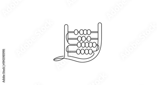 Simple abacus outline icon. Traditional calculation tool for math, education, learning, and arithmetic vector drawing.