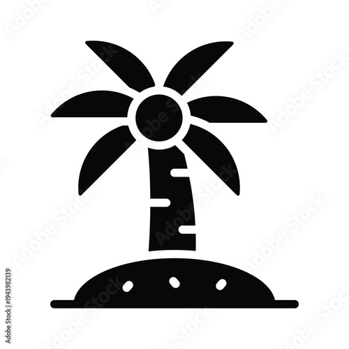 A modern glyph icon representing palm tree for ramadan