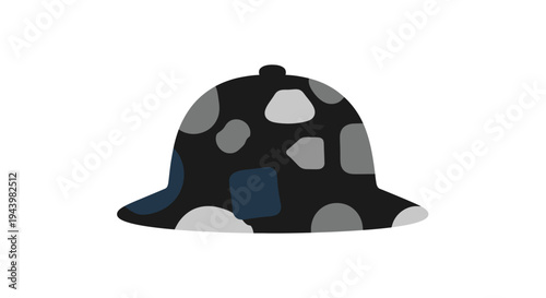 Black and white polka dot hat.