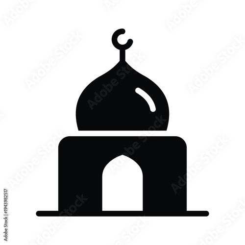 A modern glyph icon representing mosque, masjid vector