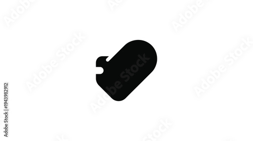 Black capsule shape with rounded edges and small notch on white background