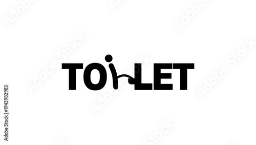 toilet inscription, black isolated silhouette