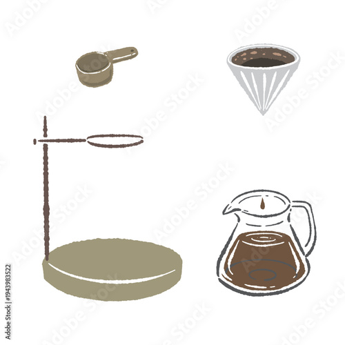 Coffee Drip Equipment Set Illustration