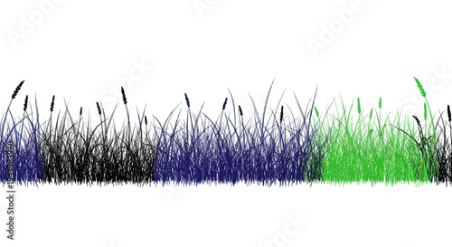 Abstract Grass Field with Black Blue and Green Colors, Minimalist Nature Background