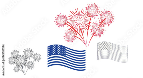 American Flag Fireworks Celebration Independence Day