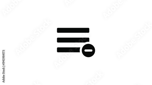 Black Hamburger Menu with Minus Sign Icon Vector