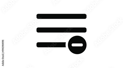 Black horizontal hamburger menu icon with a minus button on a white background