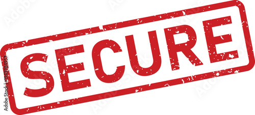 Red rubber stamp displaying the word SECURE in uppercase letters with a distressed texture on a white background