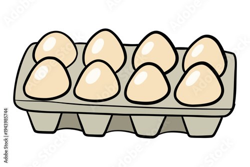 Egg Carton with Fresh Eggs Vector Illustration