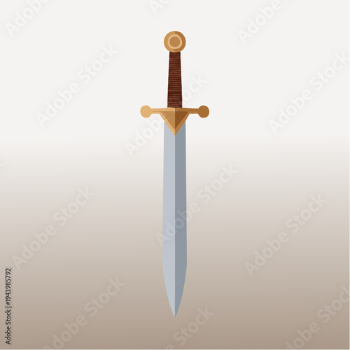 A medieval sword with a golden hilt and a sharp steel blade, perfect for historical reenactments or fantasy games