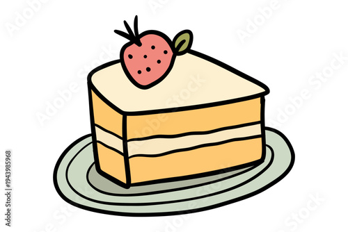 Layered Cake Slice Vector Illustration