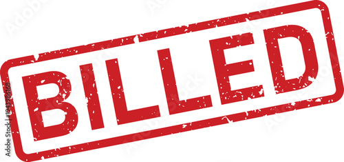 Red textured BILLED word stamp with a white frame indicating financial transaction status