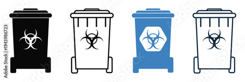Sharps Container Icon Set Vector – Medical Waste, Needle, Syringe and Hazardous Disposal Symbols Collection 
for Healthcare and Hospital Safety