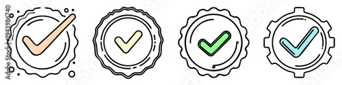 Four checkmarks in different colors on white background