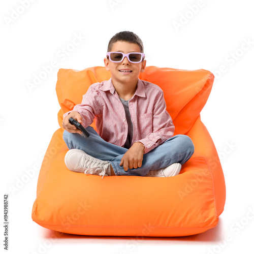 Cute happy boy in 3d glasse...