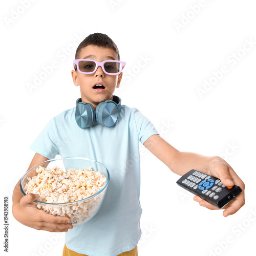 Cute shocked boy in 3d glas...