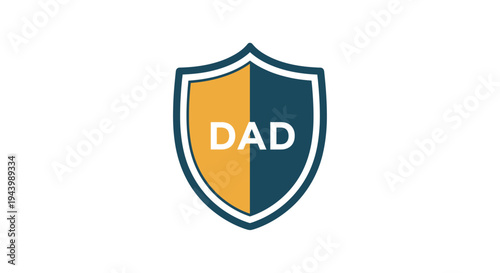 Shield with Dad text logo symbol.