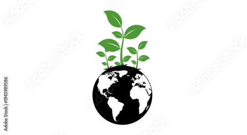 Green sprouts growing from the planet earth illustration.