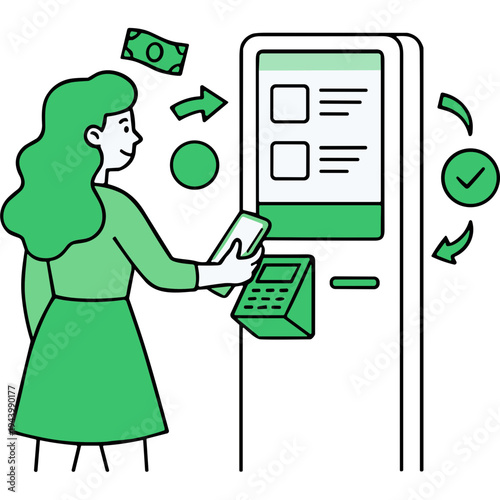 Woman using an ATM machine to withdraw cash