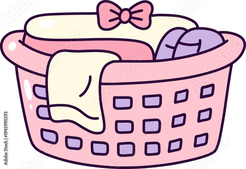 Pastel Laundry Basket Cute Icon