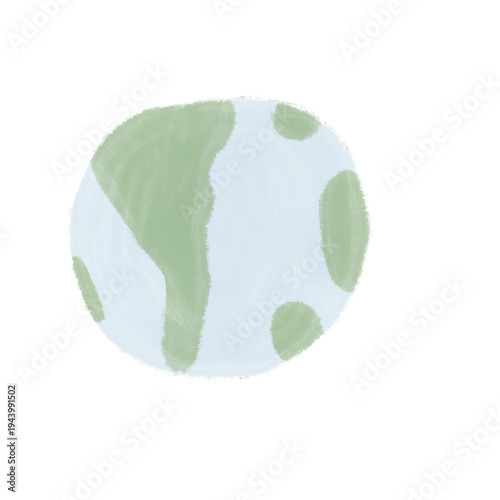 Cartoon Earth planet with green land shapes and blue surface isolated on dark background symbolizing world environment and global nature concept