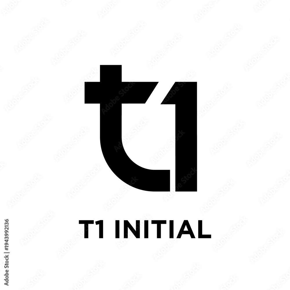 Fototapeta premium T1 Initial Monogram Logo Design. Stylized Letter T and Number 1 Symbol.