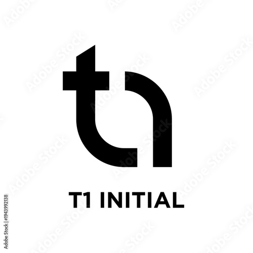 T1 Initial Logo Design Combining Stylized Letters T and I in Black and White