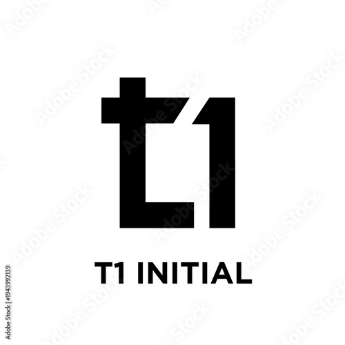 Modern T1 Initial Logo Design on White Background, Abstract Letter T and Number 1 Symbol