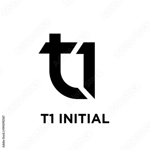 T1 Initial Logo Design Template. Modern Abstract Geometric Letter T and Number 1 Monogram Symbol for Brand Identity or Business Company Icon.