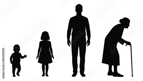 The evolution of human life stages: a silhouette representation of growth and aging