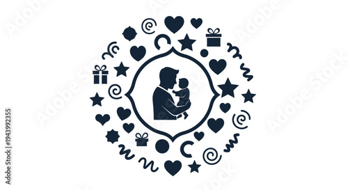 Black silhouette mother holding baby.