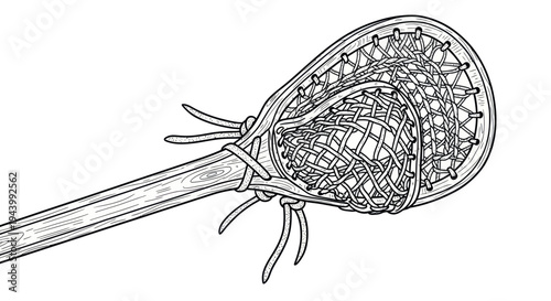 Lacrosse Stick and Ball Illustration - White Background