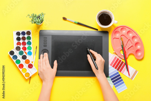 Female designer with graphi...