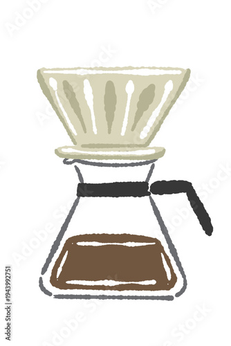 Coffee Dripper and Server Brewing Vertical Illustration
