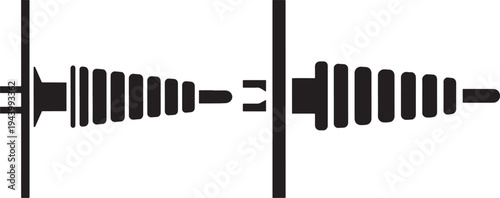 Spool Icon Set, Thread Bobbin Symbol, Two Black Silhouettes on White Background, Spool, Bobbin, Icon, Illustration, Silhouette, Vector, Sewing, Thread, Craft