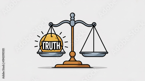 Scales of justice balancing truth against emptiness representing fairness and legal concepts isolated on a light background